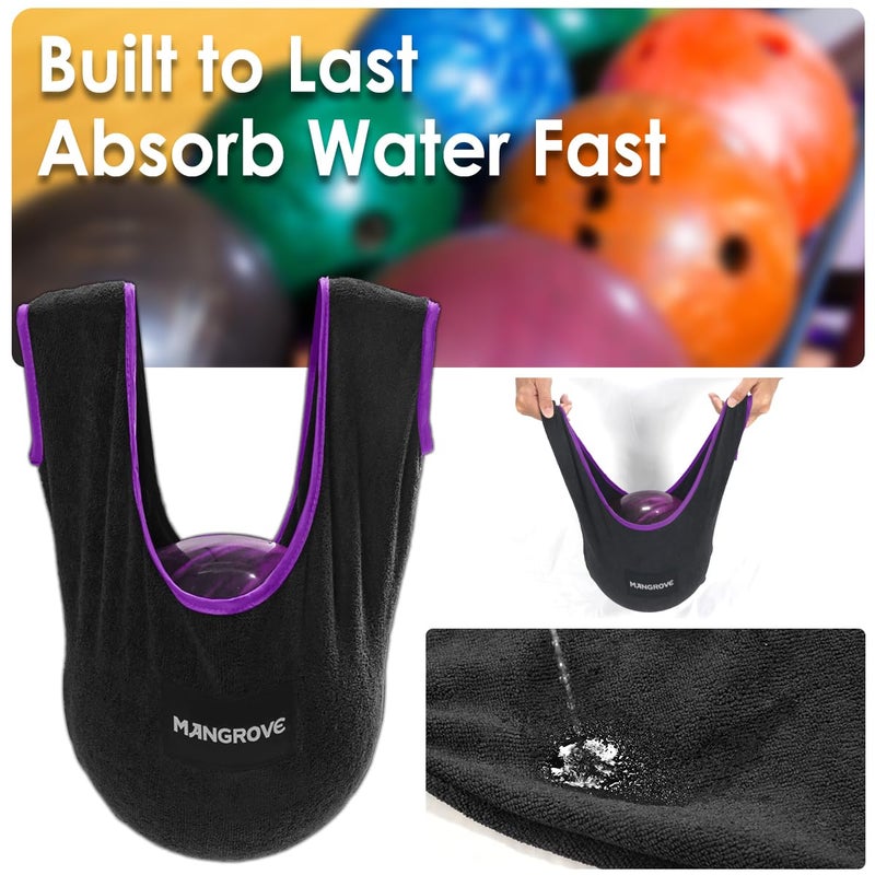 Mangrove Bowling Ball Polisher, Microfiber Bowling Towel See-Saw for Bowlers, Large Washable Bowling Shammy Seesaw, Ball Cleaner Holder Bag (Purple) - Image 4